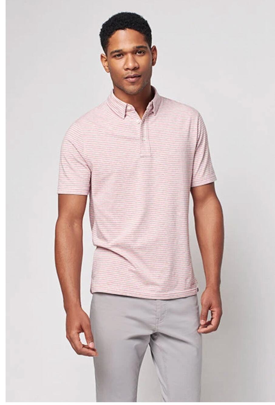 Faherty Men's Cloud Stripe Polo Pink White Cotton Blend size Medium